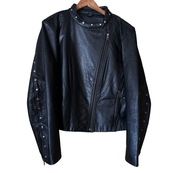 FMC Black Leather Motorcycle Jacket XXL Studded Thinsulate - Picture 2 of 10